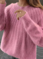 Pullover Sweater Breathable Natural Fiber Knit Hip Length