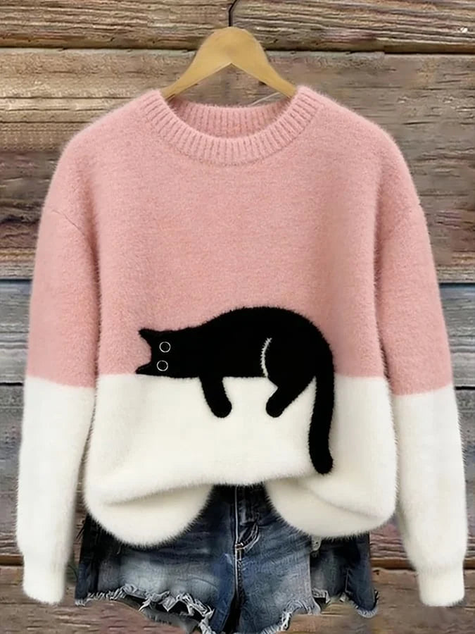 Pullover Sweater Playful Pattern Relaxed Fit