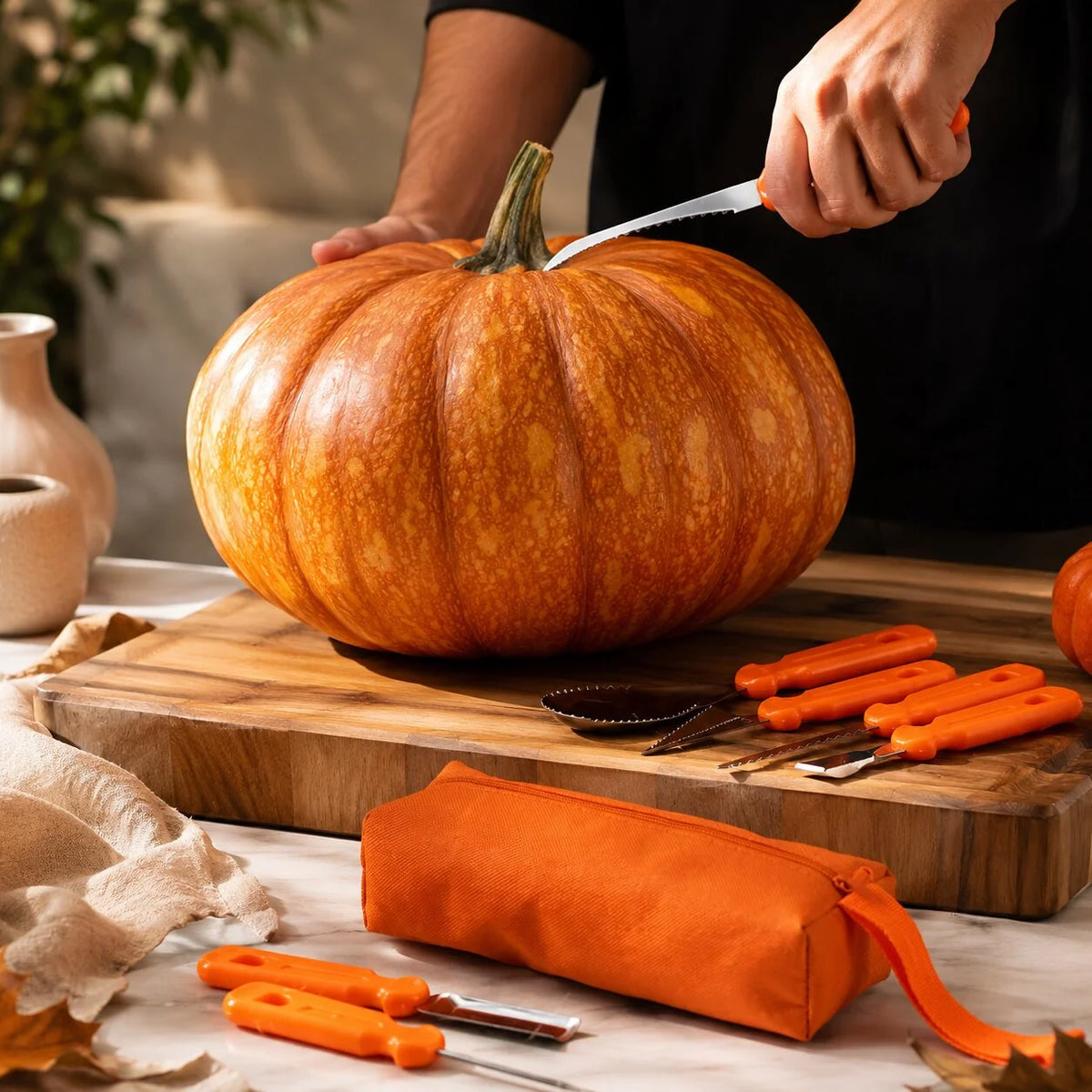 Pumpkin Carving Set Stainless Steel Blades Set of 10 With Storage Bag