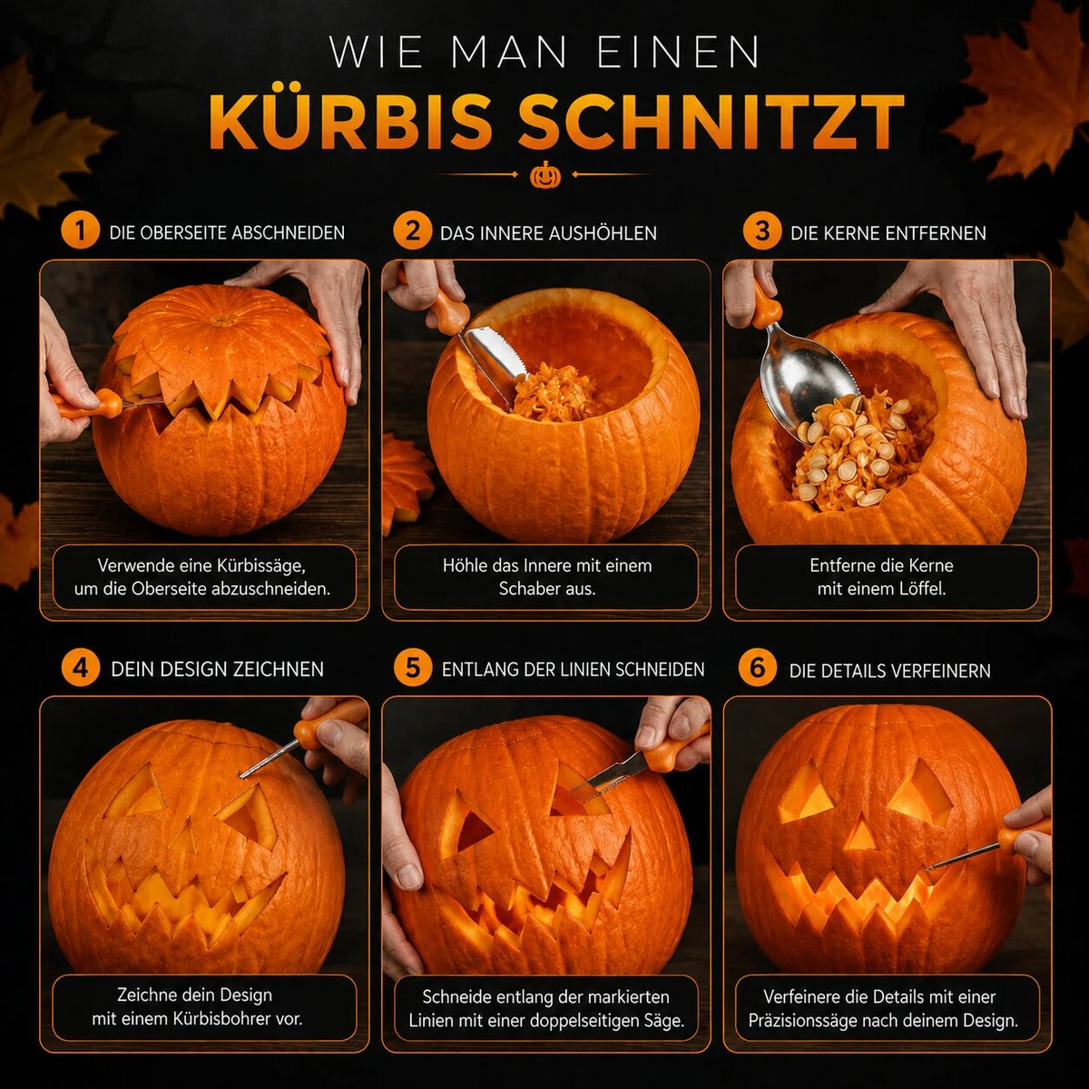Pumpkin Carving Set Stainless Steel Blades Set of 10 With Storage Bag