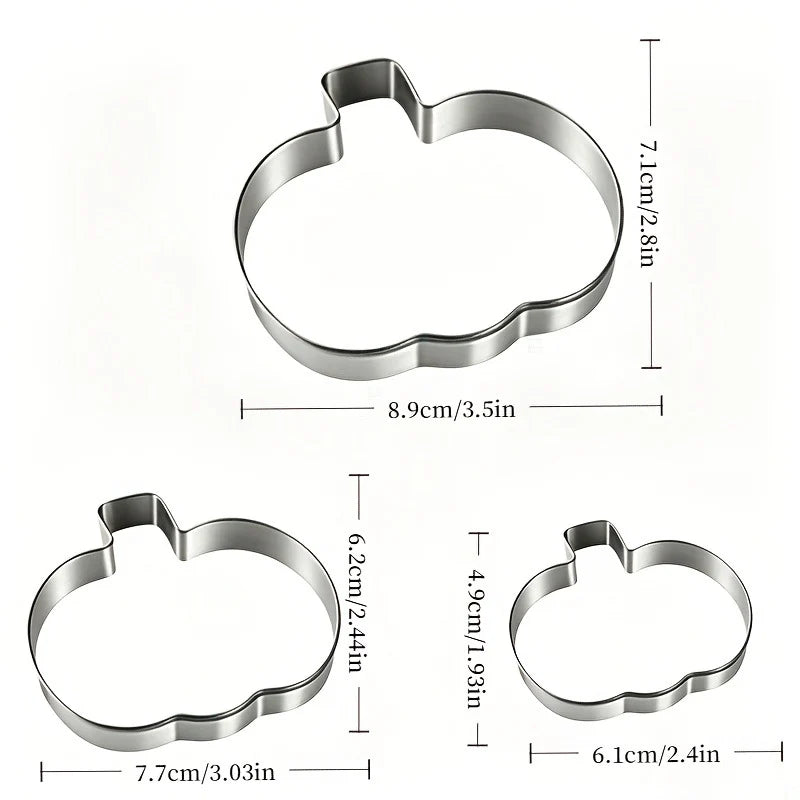 Pumpkin Cookie Cutters Stainless Steel Set of 3