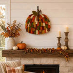 Pumpkin Door Hanger 3D Patchwork Fabric Optional LED Lights