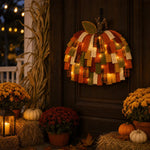 Pumpkin Door Hanger 3D Patchwork Fabric Optional LED Lights