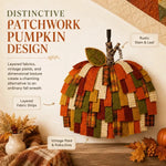 Pumpkin Door Hanger 3D Patchwork Fabric Optional LED Lights