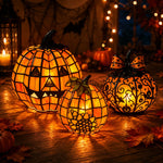 Pumpkin Lamp Mosaic Design USB-Powered Warm White Glow