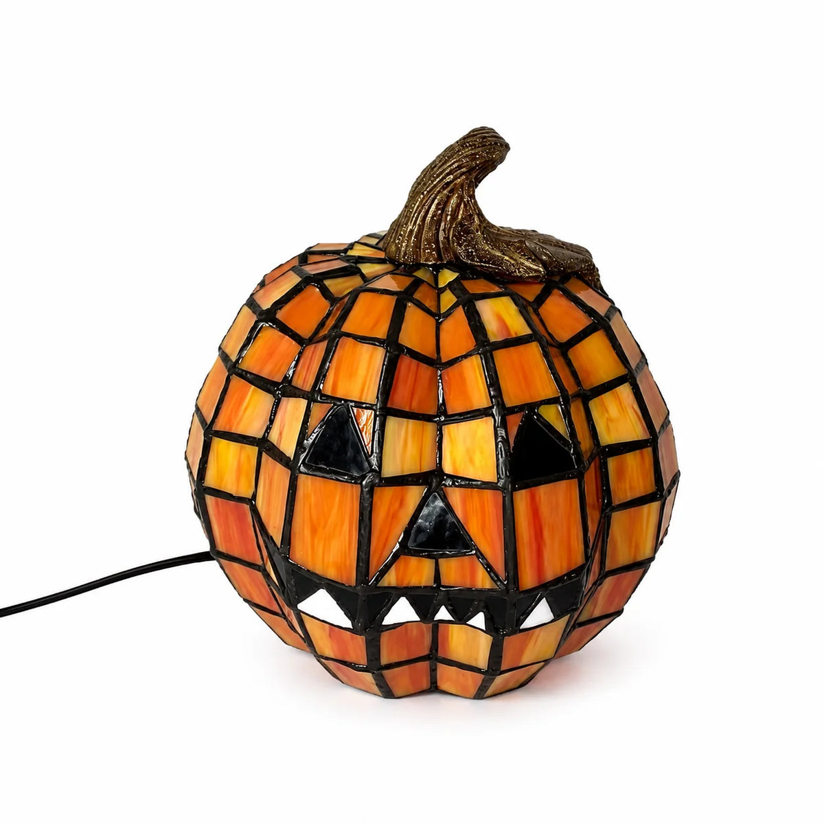 Pumpkin Lamp Mosaic Design USB-Powered Warm White Glow