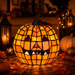 Pumpkin Lamp Mosaic Design USB-Powered Warm White Glow
