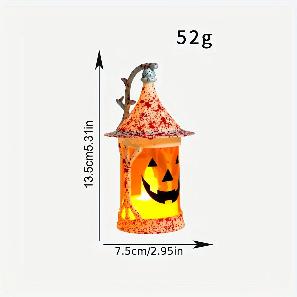 Pumpkin Lantern Witch Hat Design Warm LED Glow