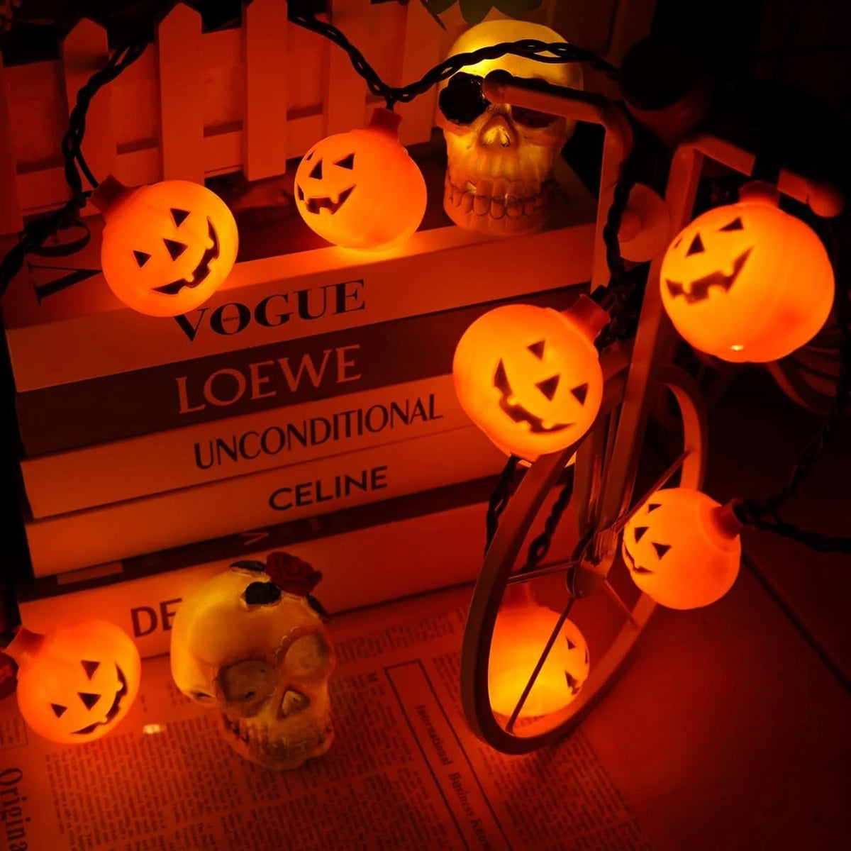 Pumpkin String Lights Battery-Powered LED Weather-Resistant