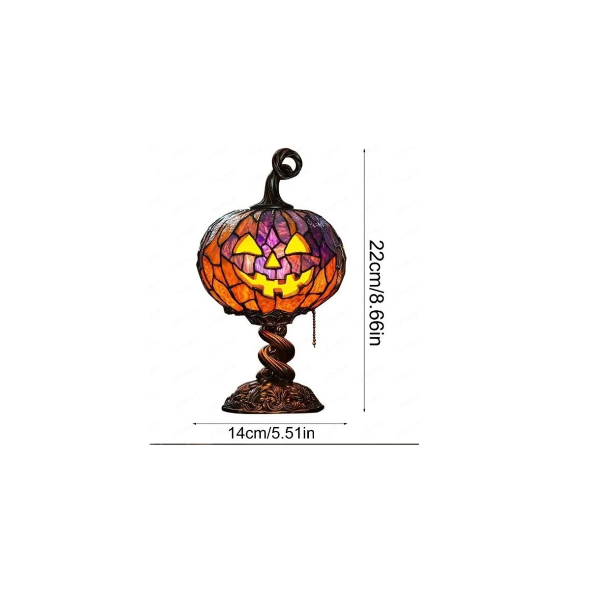 Pumpkin Table Lamp Stained Glass Style USB Rechargeable LED