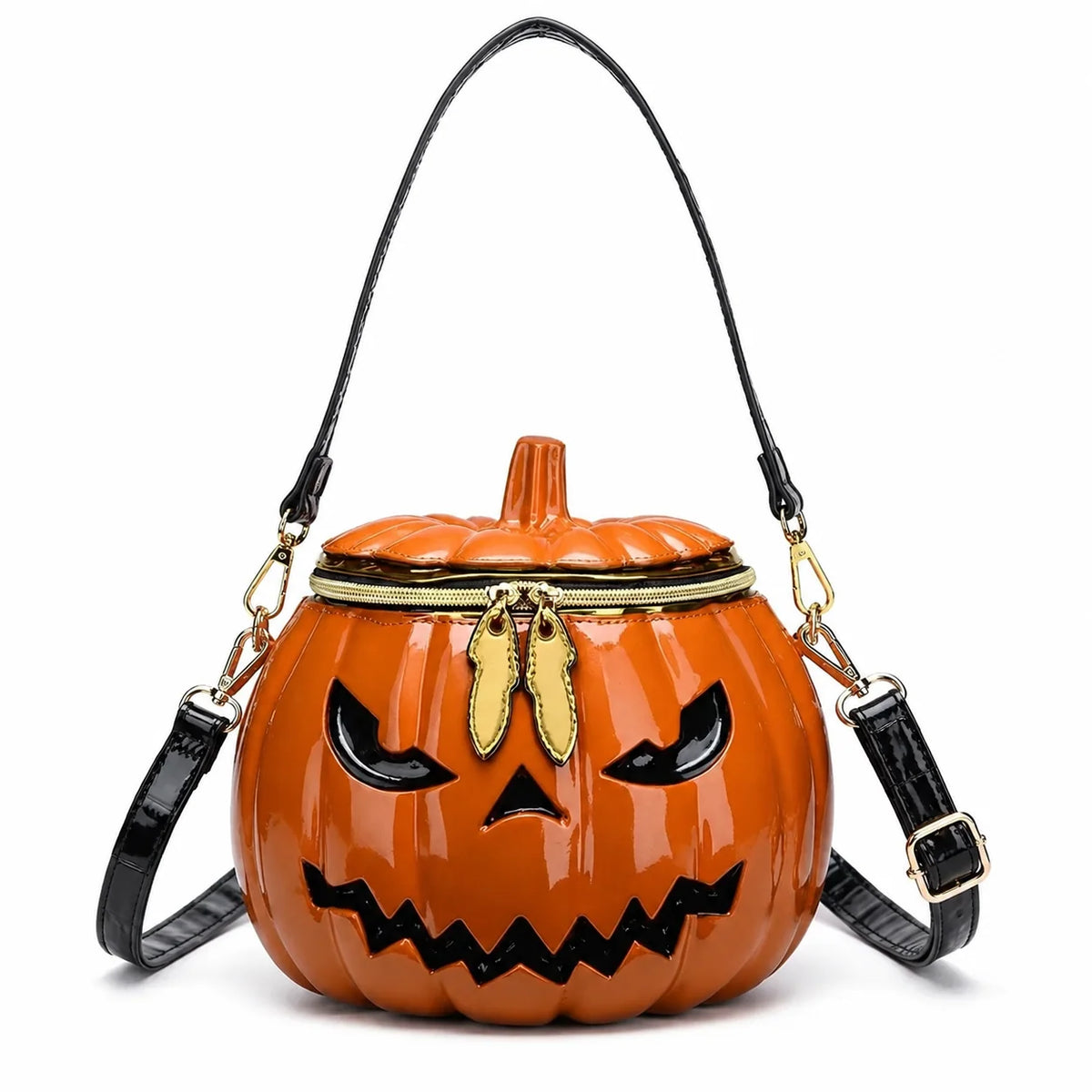 Pumpkin Treat Bag Detachable Shoulder Strap Two-Way Zipper