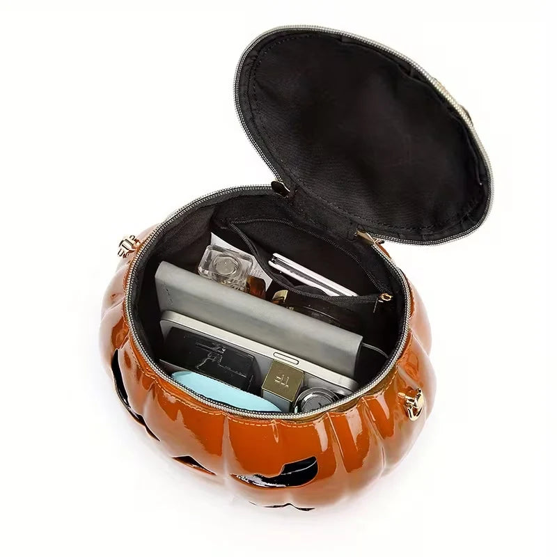 Pumpkin Treat Bag Detachable Shoulder Strap Two-Way Zipper
