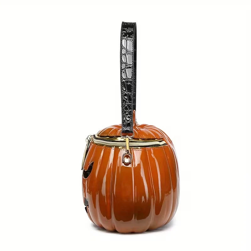 Pumpkin Treat Bag Detachable Shoulder Strap Two-Way Zipper