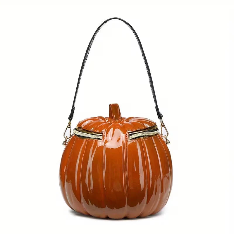 Pumpkin Treat Bag Detachable Shoulder Strap Two-Way Zipper