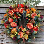 Pumpkin Wreath Autumn Floral Weather-Resistant