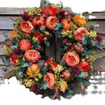 Pumpkin Wreath Autumn Floral Weather-Resistant