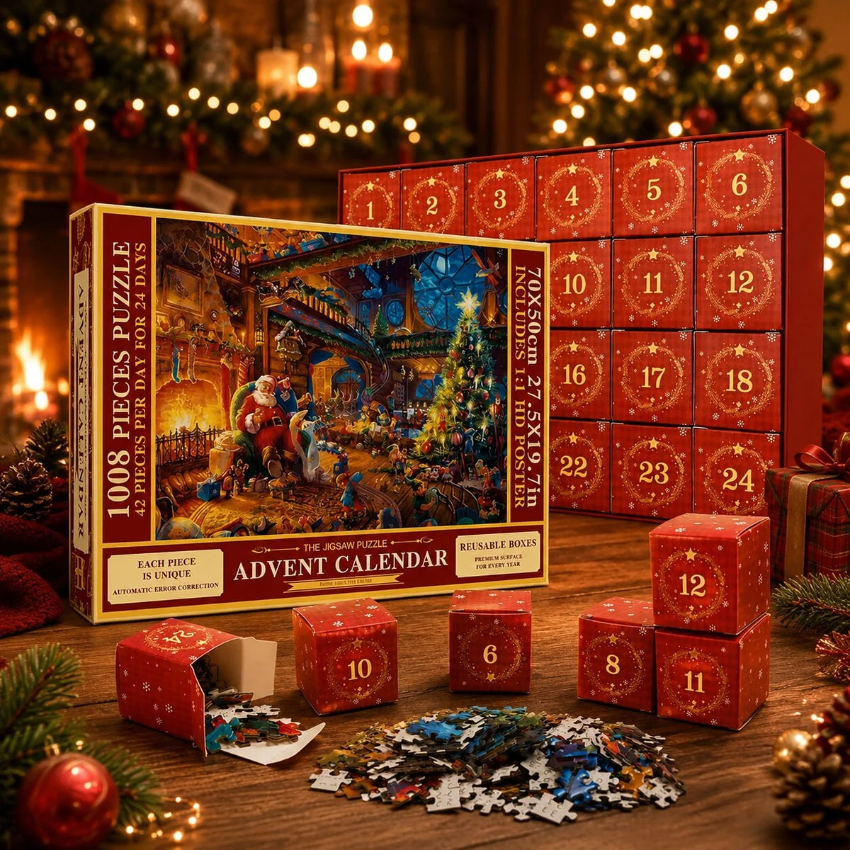 Puzzle Advent Calendar 1,008 Pieces 24 Daily Compartments