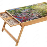 Puzzle Table Wooden Folding Design With Four Drawers for 1500-Piece Puzzles