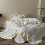 Quilted Bedding Set Breathable Cotton-Blend Floral Jacquard 4 Piece