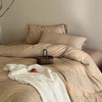 Quilted Bedding Set Breathable Cotton Tie Closures