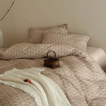 Quilted Bedding Set Breathable Cotton Tie Closures