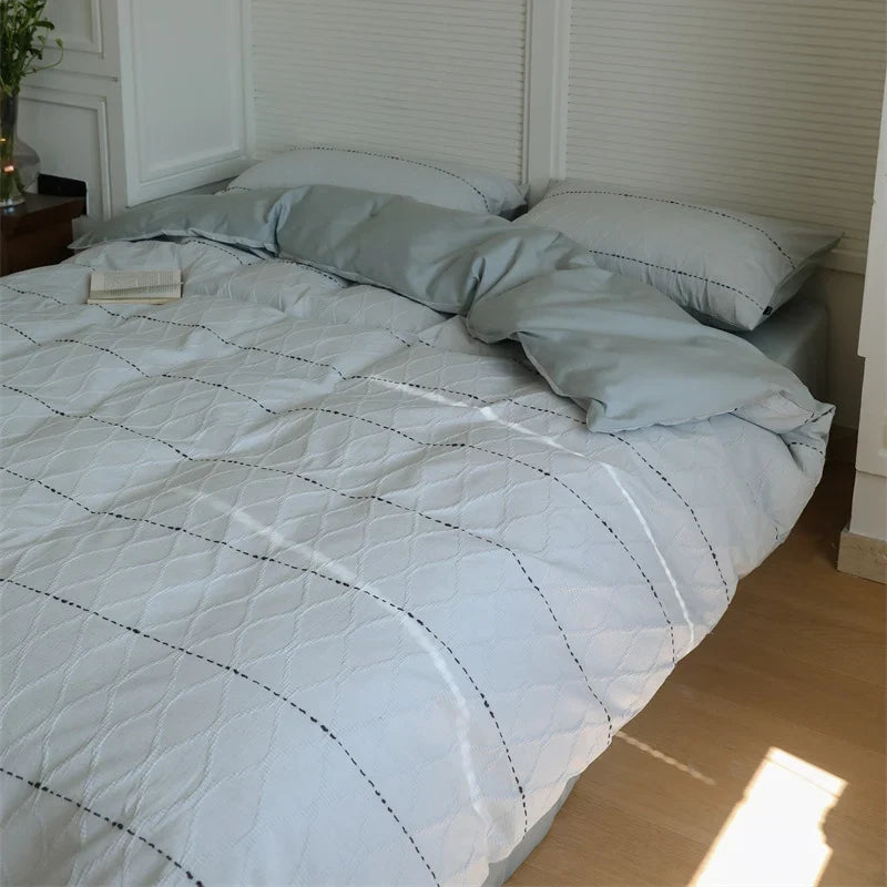 Quilted Bedding Set Reversible Leaf Quilting Cotton Blend