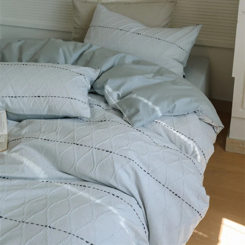Quilted Bedding Set Reversible Leaf Quilting Cotton Blend