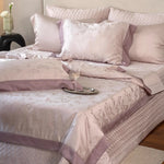 Quilted Bedding Set Satin Embossed Wave Temperature Regulating