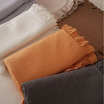 Quilted Bedding Set Stonewashed Cotton Ruffled Edges & Machine Washable