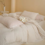 Quilted Bedding Set Wave Quilting & Lace Trim