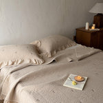 Quilted Bedspread Set Cotton Percale Floral Embroidery
