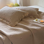 Quilted Bedspread Set Cotton Percale Floral Embroidery