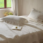 Quilted Bedspread Set Cotton Percale Floral Embroidery