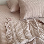 Quilted Bedspread Set With Pillowcases Cotton Blend Machine Washable