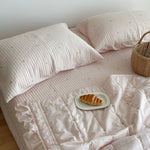 Quilted Bedspread Set With Pillowcases Cotton Blend Machine Washable