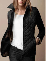 Quilted Jacket Lightweight Warmth Snap-Button Closure Turn-Down Collar