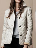 Quilted Jacket Lightweight Warmth Snap-Button Closure Turn-Down Collar