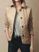 Quilted Jacket Lightweight Warmth Snap-Button Closure Turn-Down Collar