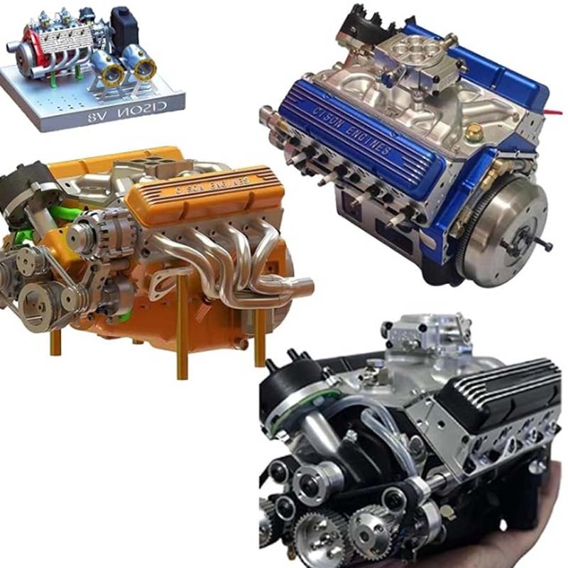 RC V8 Engine Kit Gasoline-Powered CDI Ignition CNC-Machined Metal