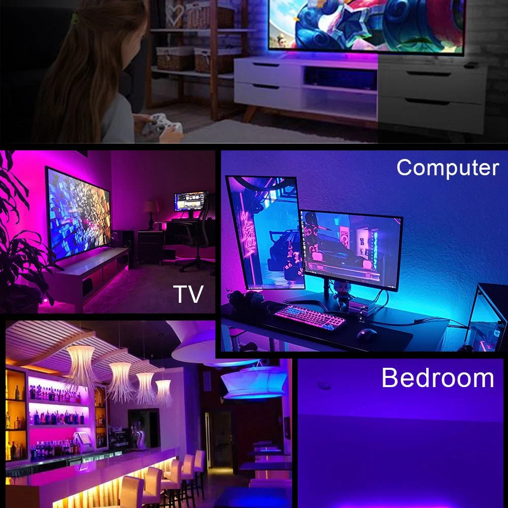 RGB LED Strip Lights Color-Changing App & IR Remote