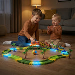 Race Track Set Dinosaur Theme Flexible Track LED Train