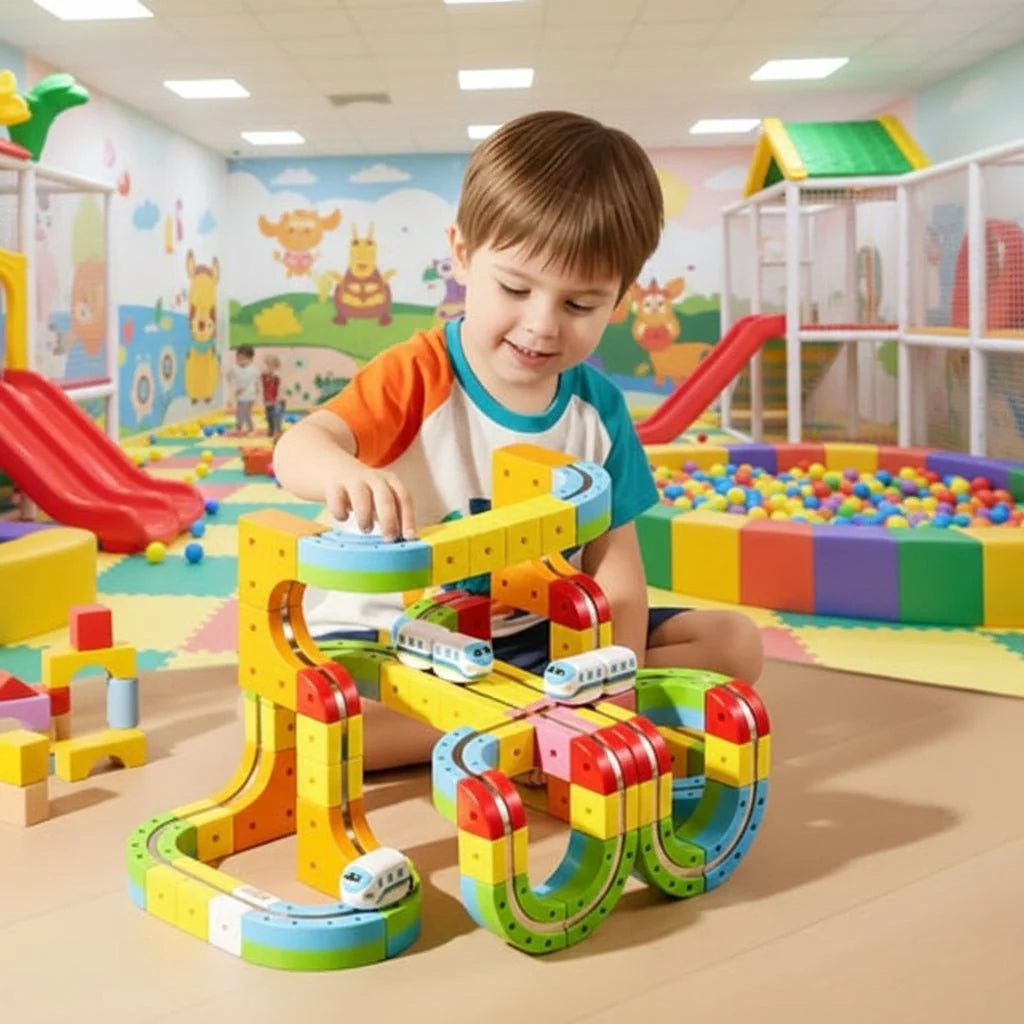 Railway Building Set Modular Tracks Rechargeable Locomotive