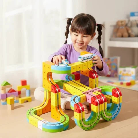 Railway Building Set Modular Tracks Rechargeable Locomotive