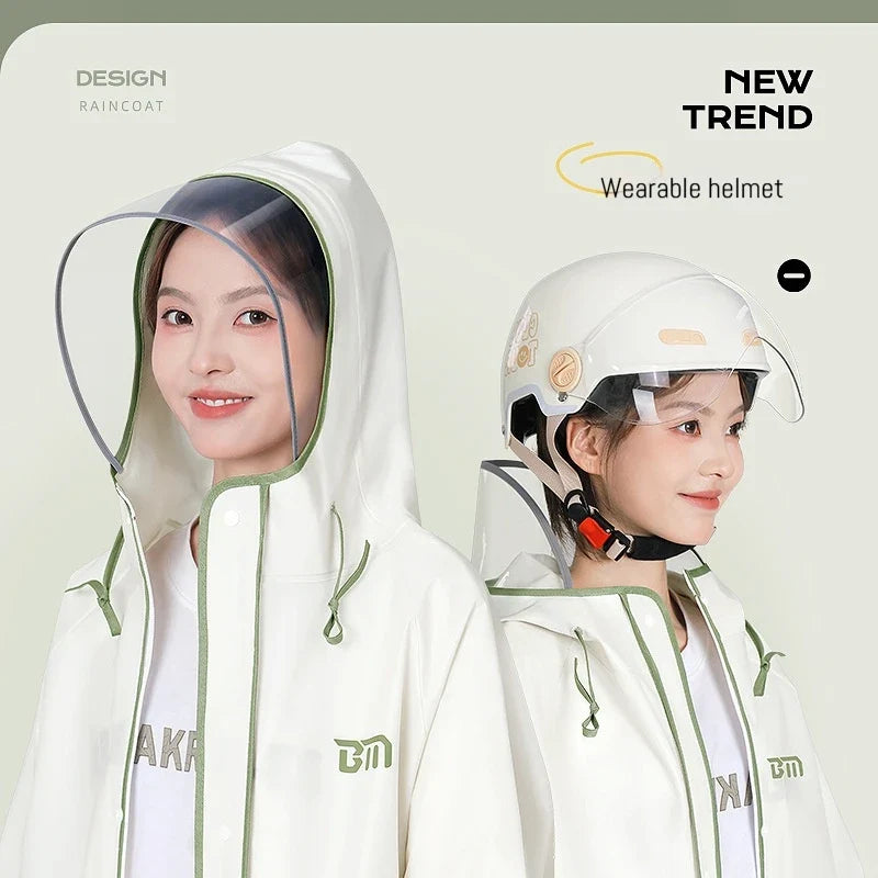 Rain Jacket EVA Longline Backpack-Compatible Hooded