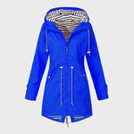 Rain Jacket Knee-Length Water-Resistant Adjustable Hood