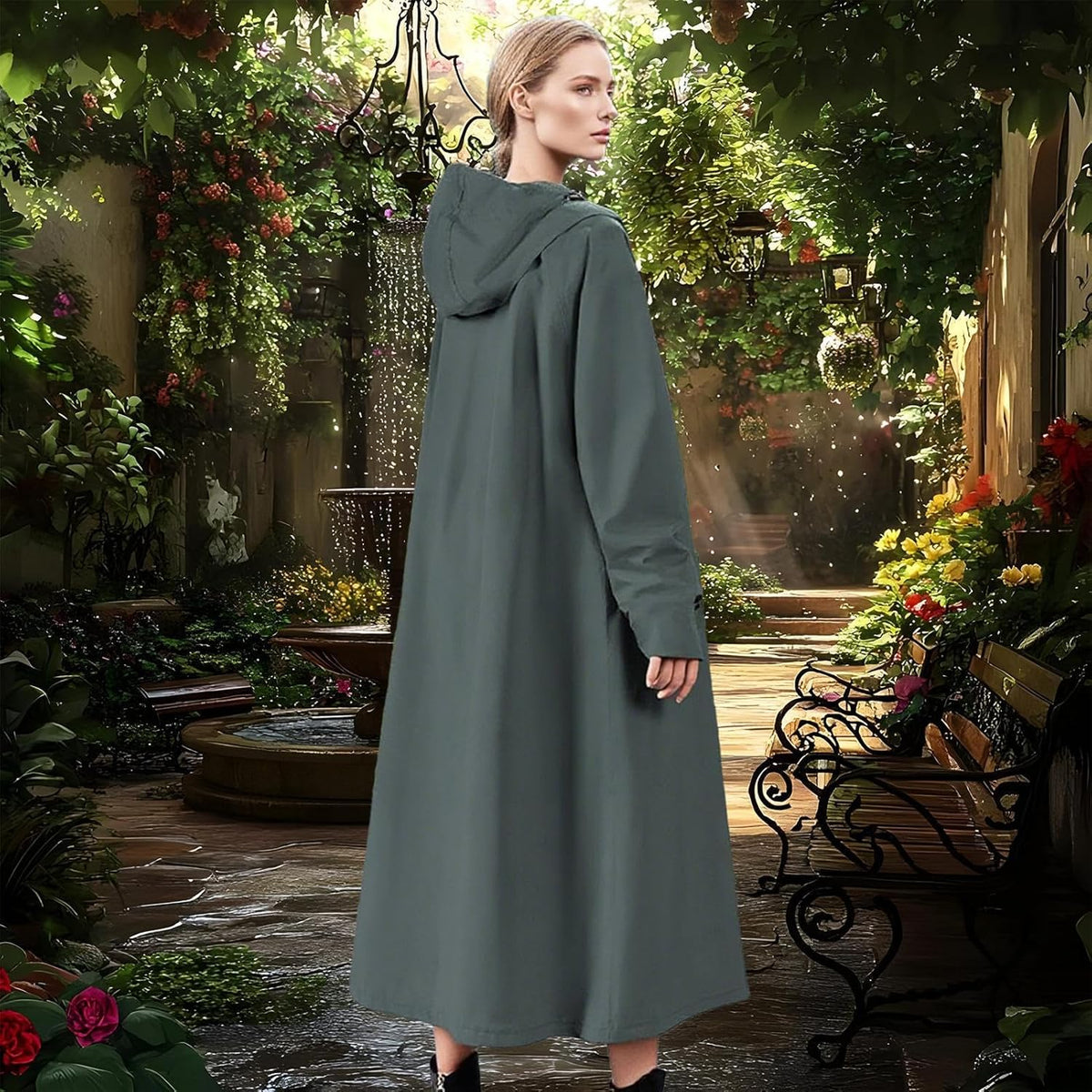 Rain Jacket Longline Water-Repellent Breathable Layer