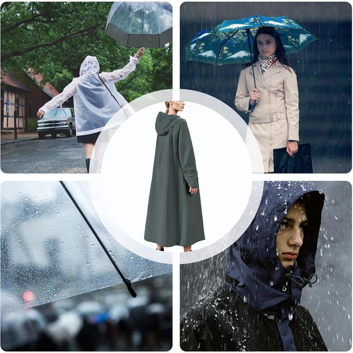 Rain Jacket Longline Water-Repellent Breathable Layer