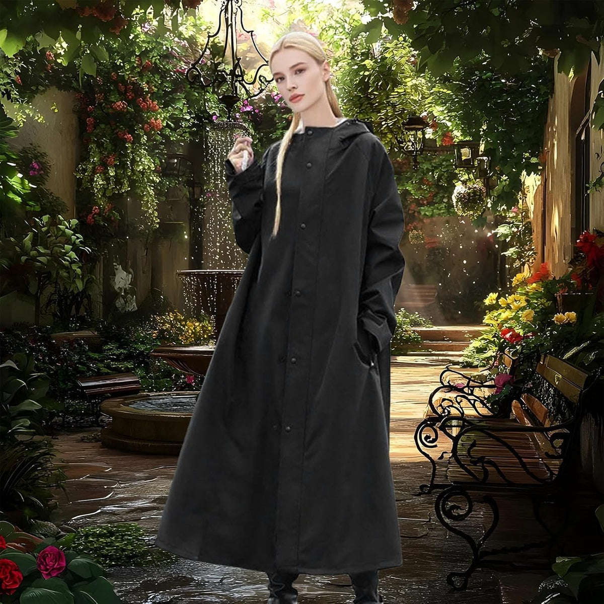 Rain Jacket Longline Water-Repellent Breathable Layer