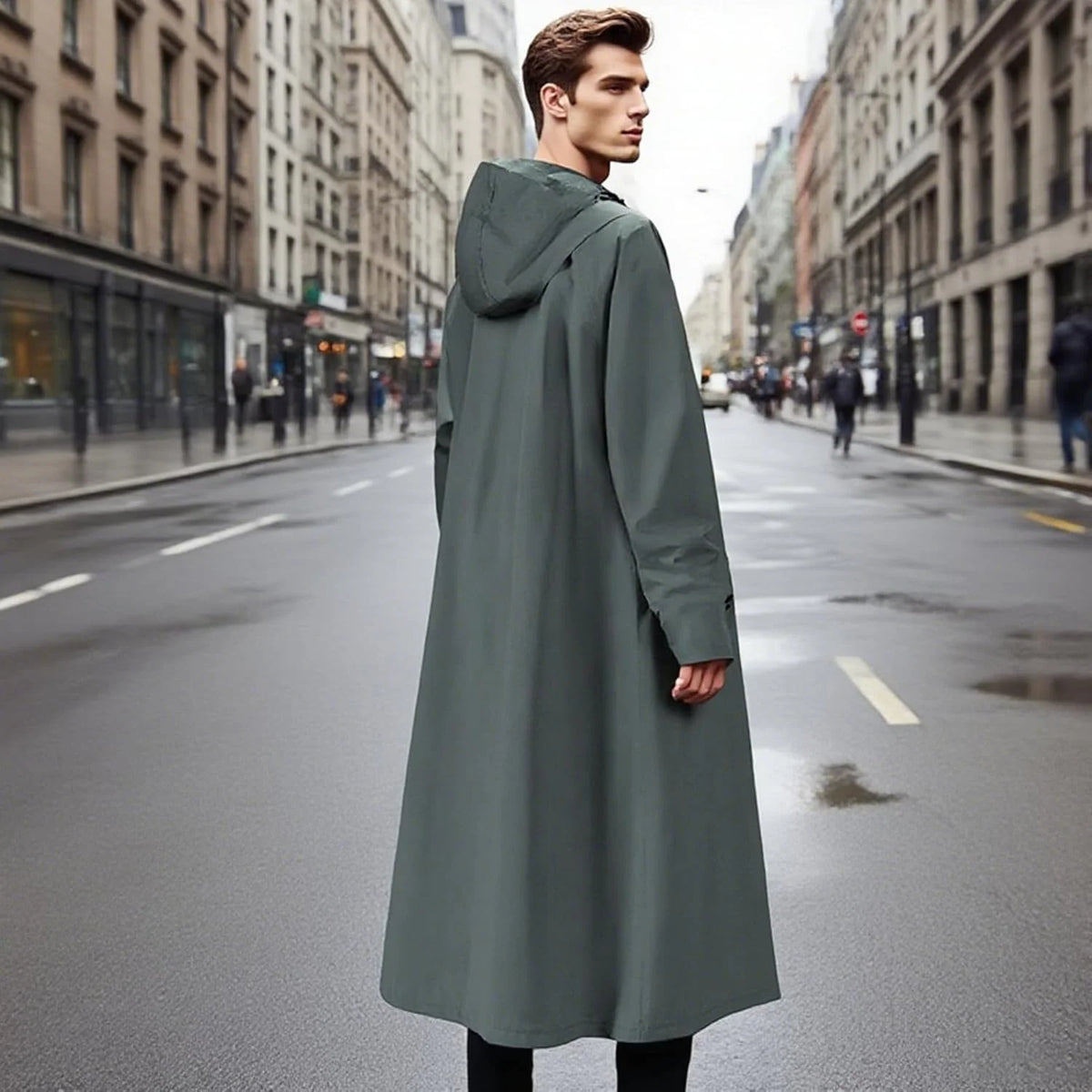 Raincoat Long Water-Repellent Wind-Resistant Packable Design