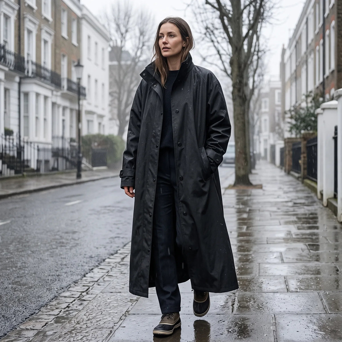 Raincoat Long Water-Repellent Wind-Resistant Packable Design